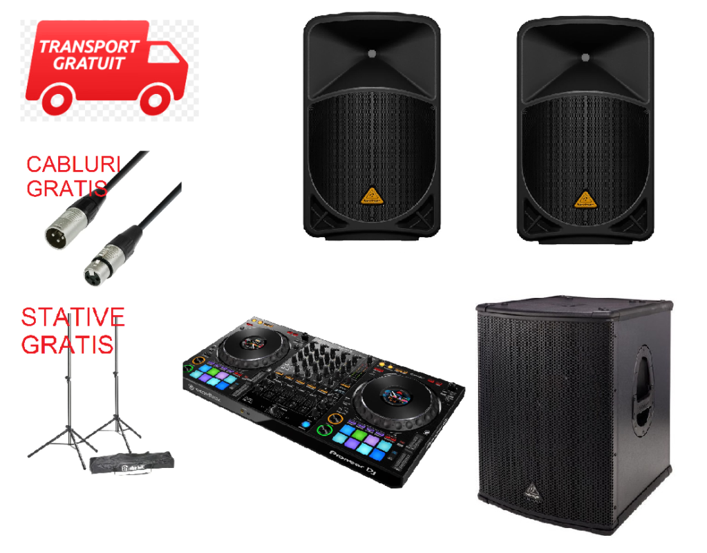 pachet party matters boxe suboweer GRATIS transport GRATIS cabluri xlr Gratis Stative boxe